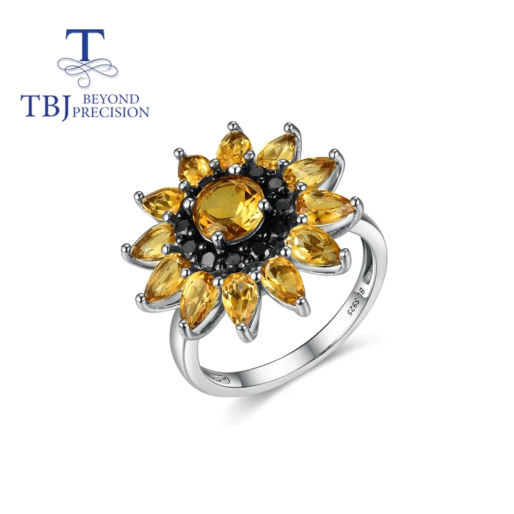 Natural Citrine Gemstone Ring 925 Sterling Silver Fine Jewelry Designed as a Fashion Gift for Women