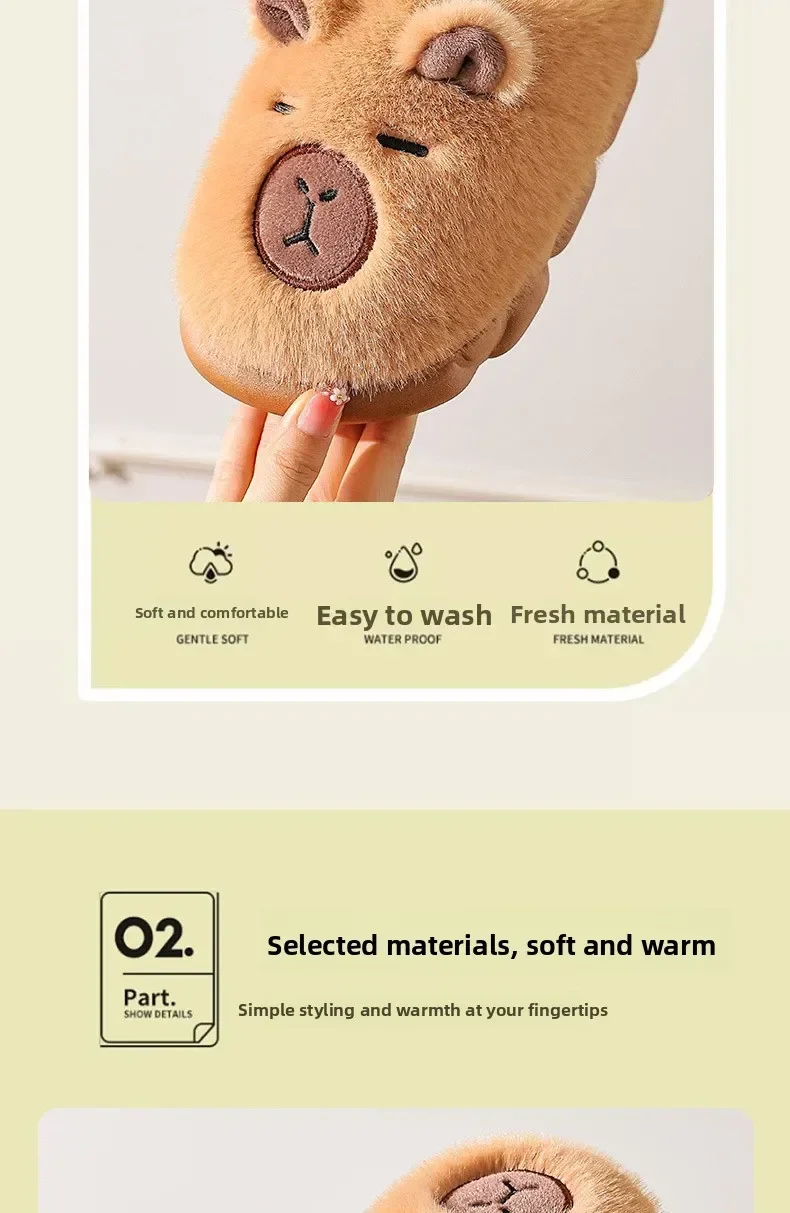 Winter-Hausschuhe für Paare, warme Plüsch-Hausschuhe, neutrale Cartoon-Kuh-Designs, rutschfeste, bequeme Baumwoll-Hausschuhe für Damen und Herren – Detail 8