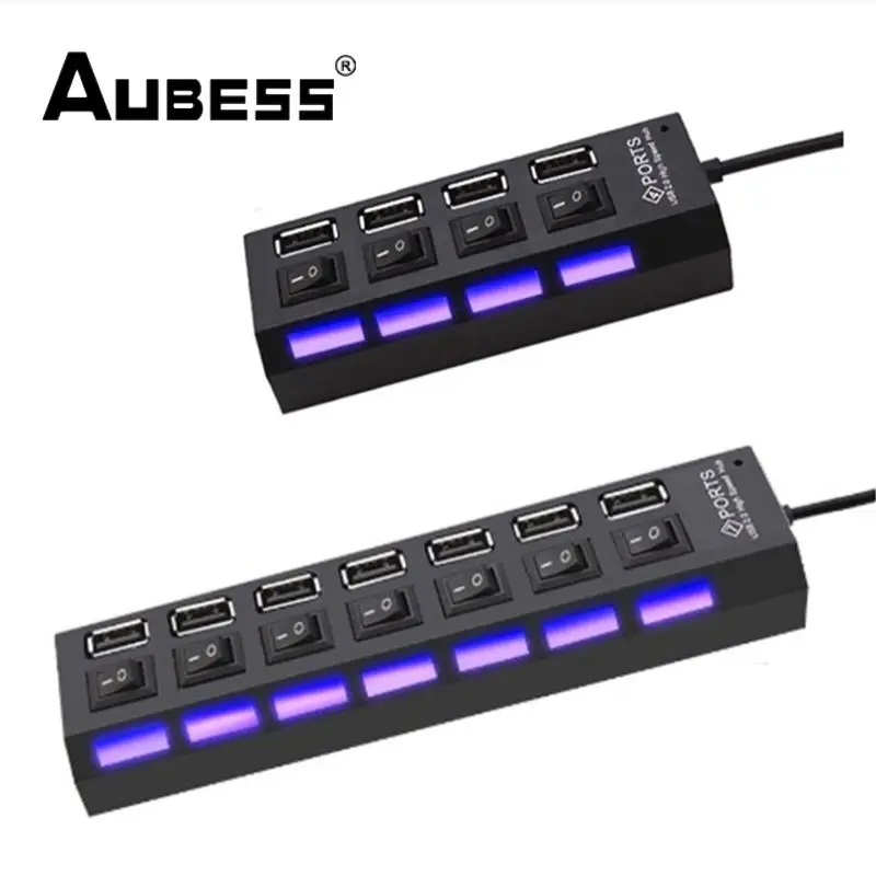 USB Hub 2.0 USB 2 0 Hub Multi USB Splitter 2 Hab Use Power Adapter Multiple Expander 2.0 Hub With Switch For Laptop Accessoriess