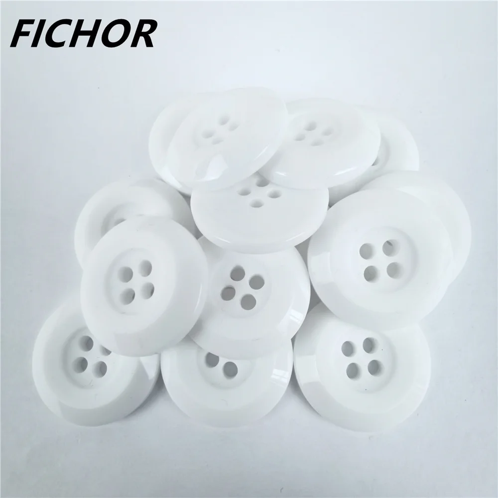 10/20pcs 21.5mm 4 Hole white Resin Button Sewing accessories for clothing Decorative Plastic Buttons Handmade DIY