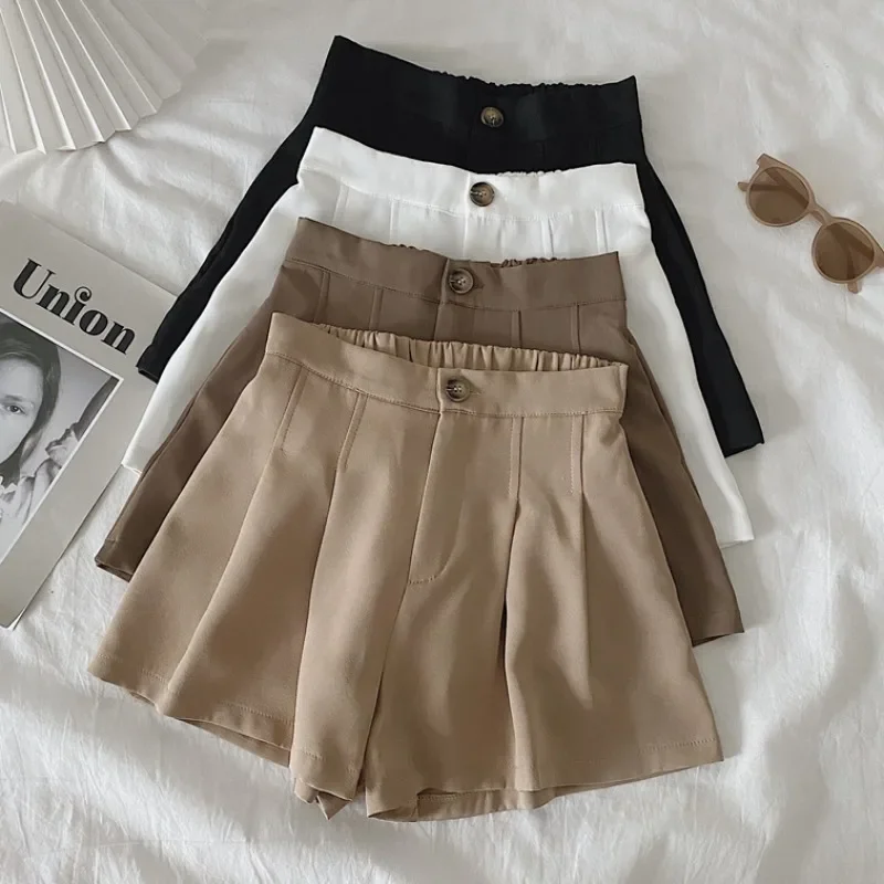 Casual White Women's Shorts 2024 New Summer Thin High-waisted Slimming A- line Wide-legged Hot Pants Petite Size