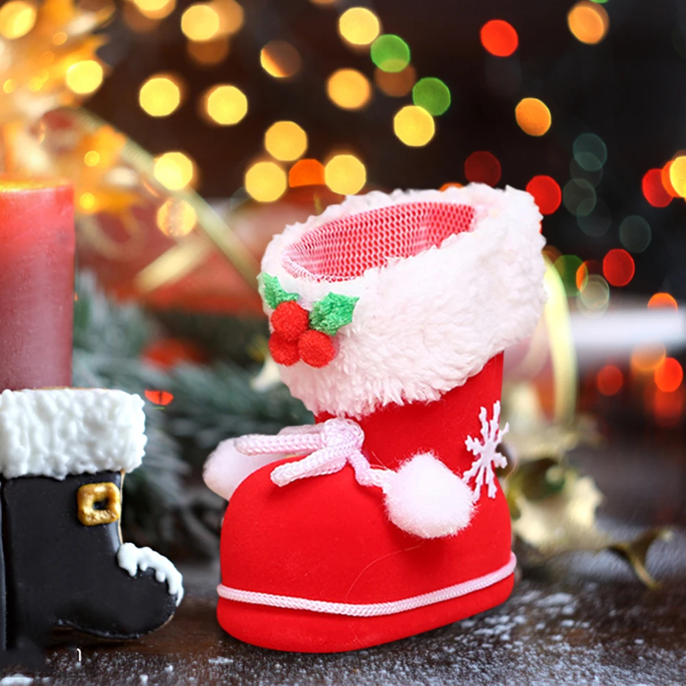 

4PCS Christmas Candy Bags Christmas Santa Claus Boots Creative Sugar Storage Boots Mini Festival Theme Home Decoration Supplies