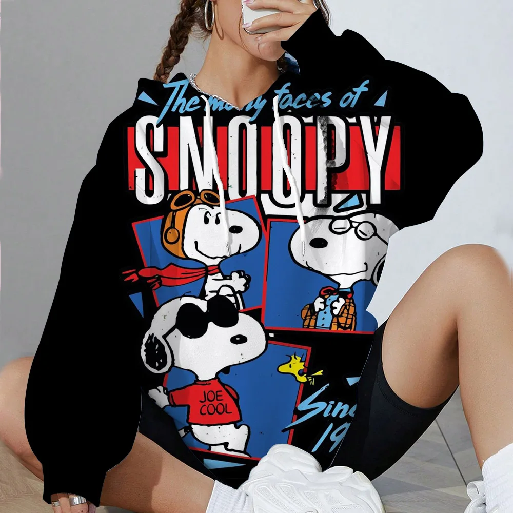 Cartoon Cute Snoopy Printed Autumn/Winter Women's Fashion Hoodie Round Neck Top Casual Women's Hoodie Sportswear Clothing