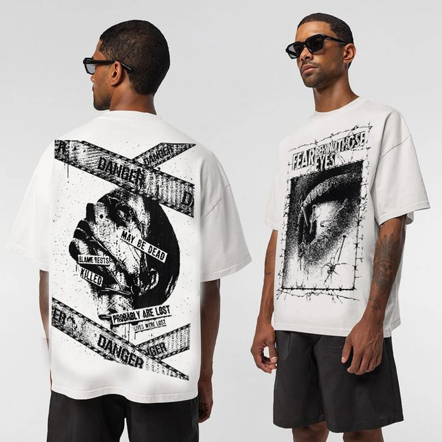 2026 Pioneer Dark High Street Trend Brand Trend Ins Retro Do Old Printed T-shirts Heavy Cotton Loose Big Size Rock Men