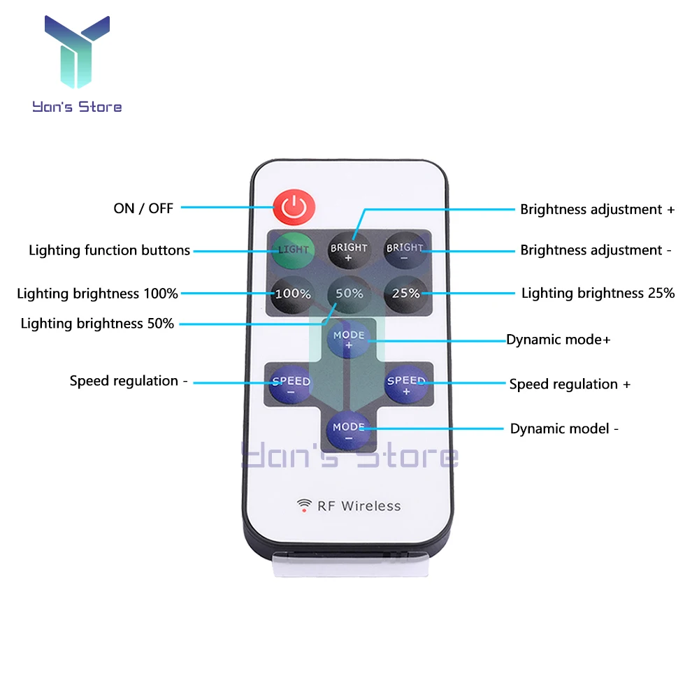 1pcs mini 9/11keys dimmer controller zwei draht rf fernbedienung für einfarbige neonröhre weiche lichtst reifen led streifen licht DC5-24V