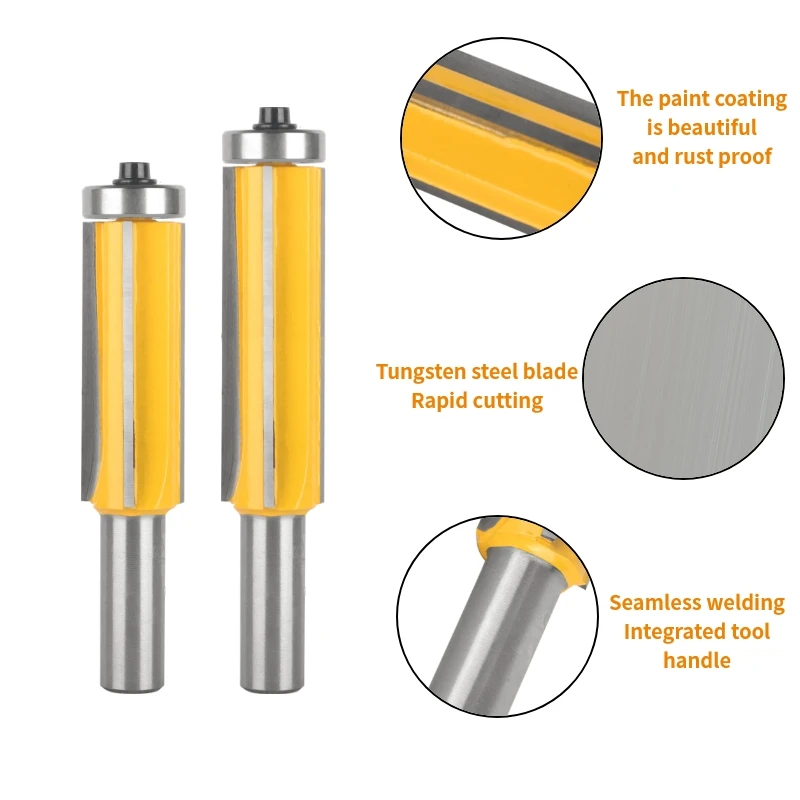 YUSUN 12MM Four Blade Z4 Flush Trim Bit Router Bit Carbide Cutter Woodworking Milling Cutter For Wood Bit Face Mill