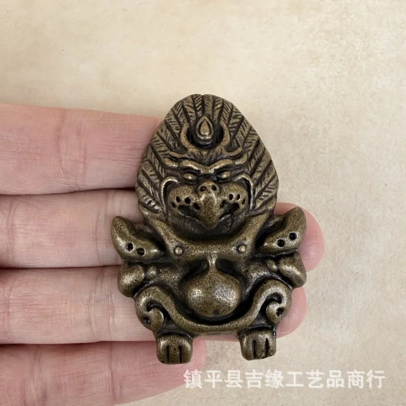 Tibetan-style - pendant, carving craft, collectible copper artifact, golden-winged dragon plaque