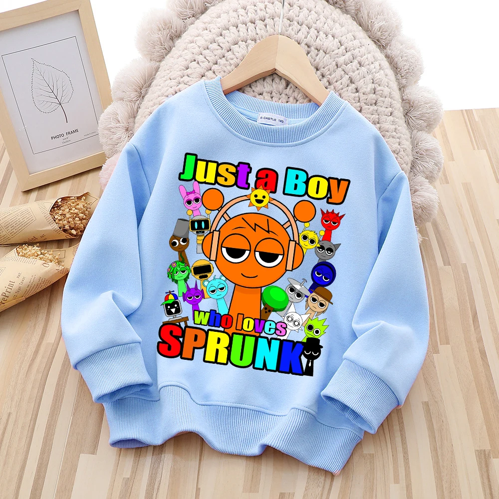 Sprunki Children Cotton Sweatshirt Autumn Casual Pullover Kids Cartoon Thin Clothing Boy Girl Anime Cute Tops Sweat Shirt Gifts