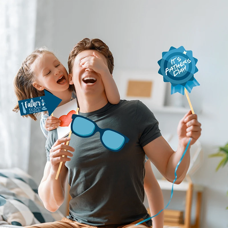 

20Pcs Happy Father's Day Theme Party Mask Best Dad Photo Booth Props For 2025 Father's Day Birthday Party Photography Decoration