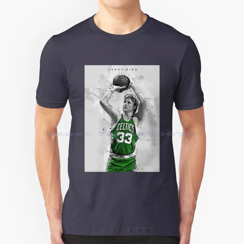 La.R.R.Ry B.I.R.D Play Ball In White Black Ground T Shirt 100% Cotton Tee Larry Bird Basketball Sports Vintage Legend Player