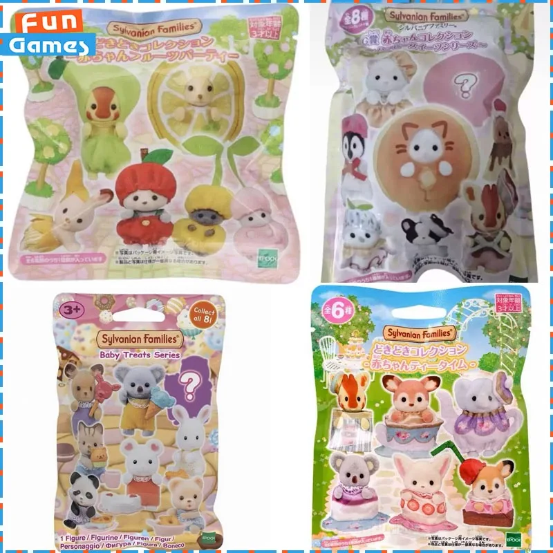 Bolsa Sorpresa Original Sylvanian Families – Figura Coleccionable de Muñeca para Fiesta de Té de Pastel de Bebé con Flores Florecientes, Adorno, Juguete, Regalo de Cumpleaños