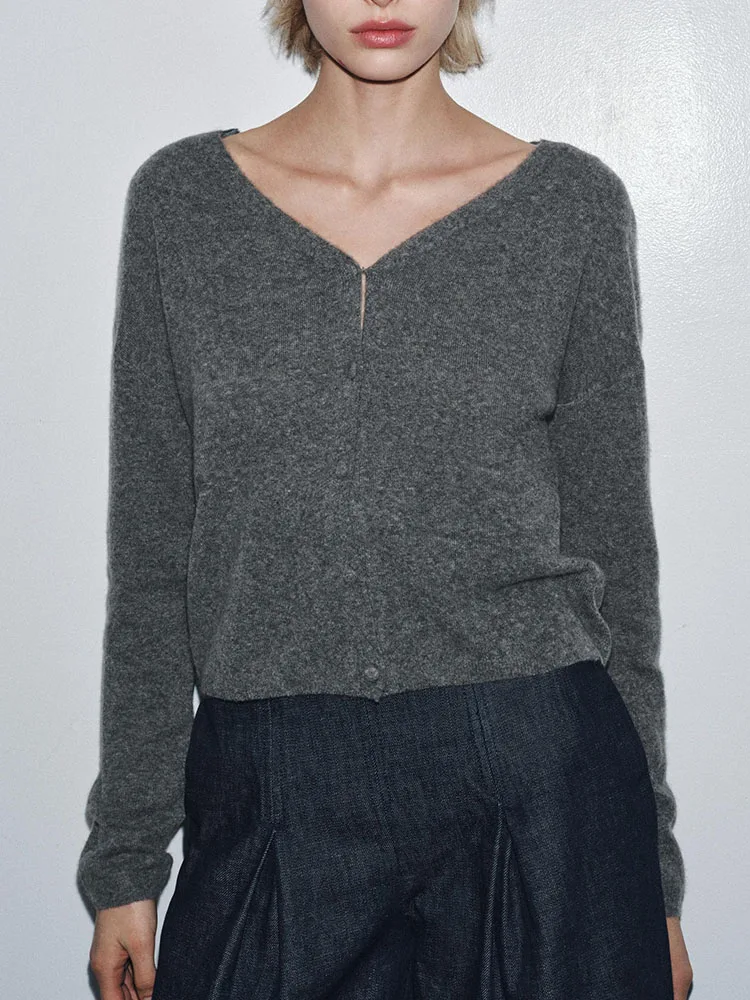 

Sweet Ele Long Sve V-Ne Knitted Coat New Autumn 2025 Women's Casual Loose Fit Knitted Sweater Cardigan Pure Color