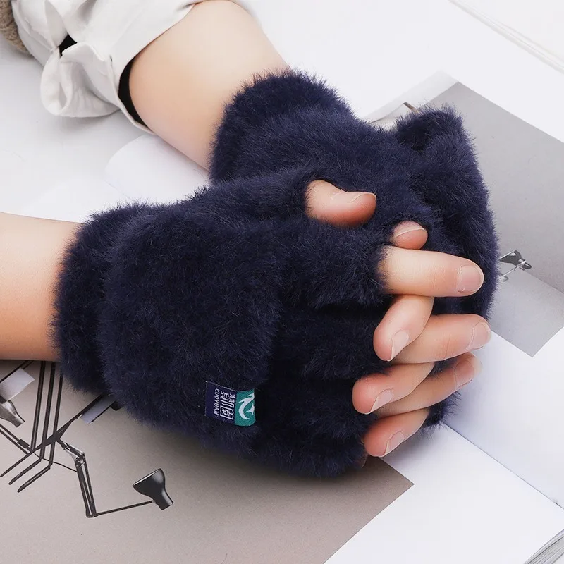 Guantes de felpa que te mantienen el calor en invierno, suaves y cálidos con guantes de dedos gruesos, modernos y versátiles