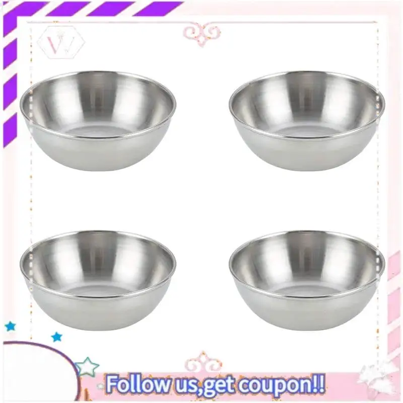 

Y74A-4 шт., тарелки для соуса из нержавеющей стали, круглые тарелки для приправ, миска для суши, миска для блюдца, мини-тарелки для закусок