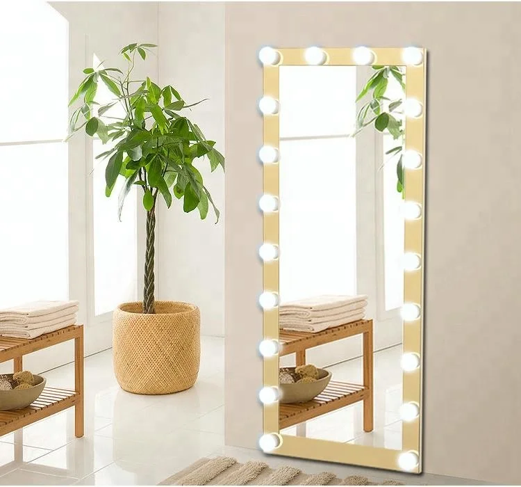 Custimized Dressing Led Lights Dimmable Wall Mounted Long Desktop Mirrors Large Floor Mirror Big Hollywood Body Square Mirror