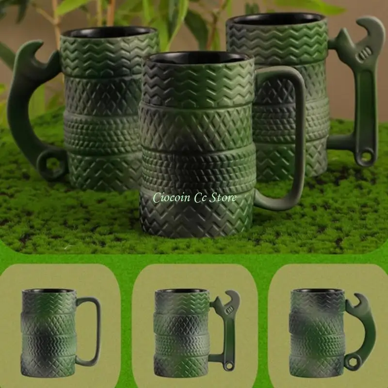 X90F Fashion Tire Texture Ceramic Mugs For Modern Decors Enhancement
