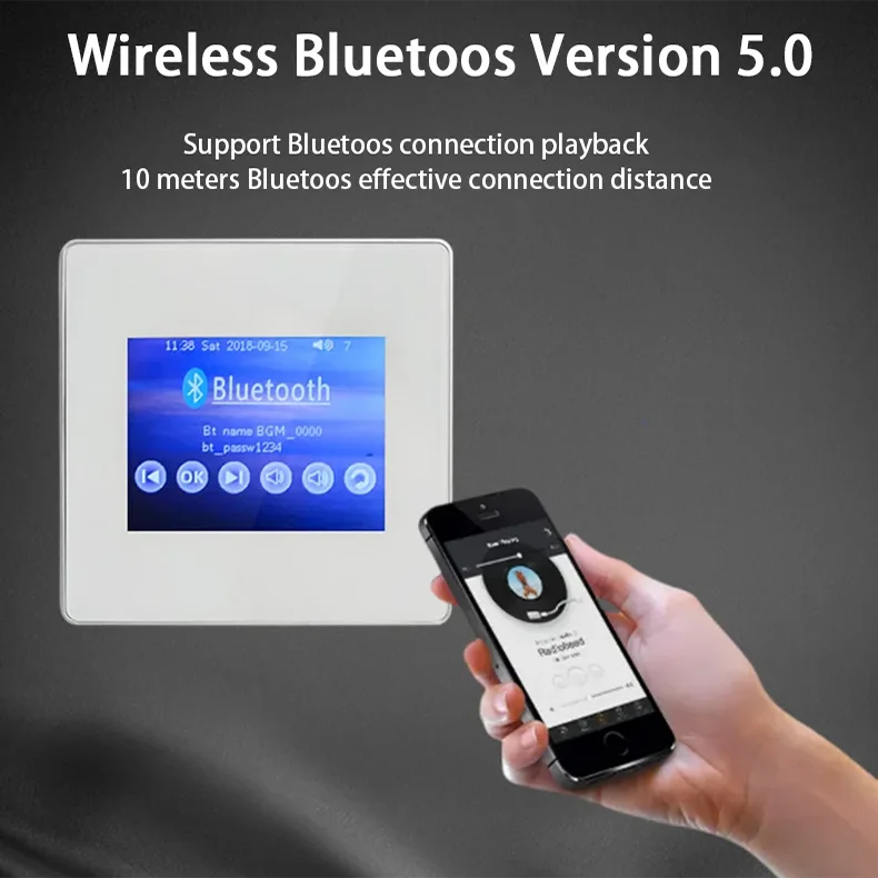 Bluetooth mini Wall mounted audio amplifier Smart Home sound amplifier touch screen background music player with Ceiling Speaker