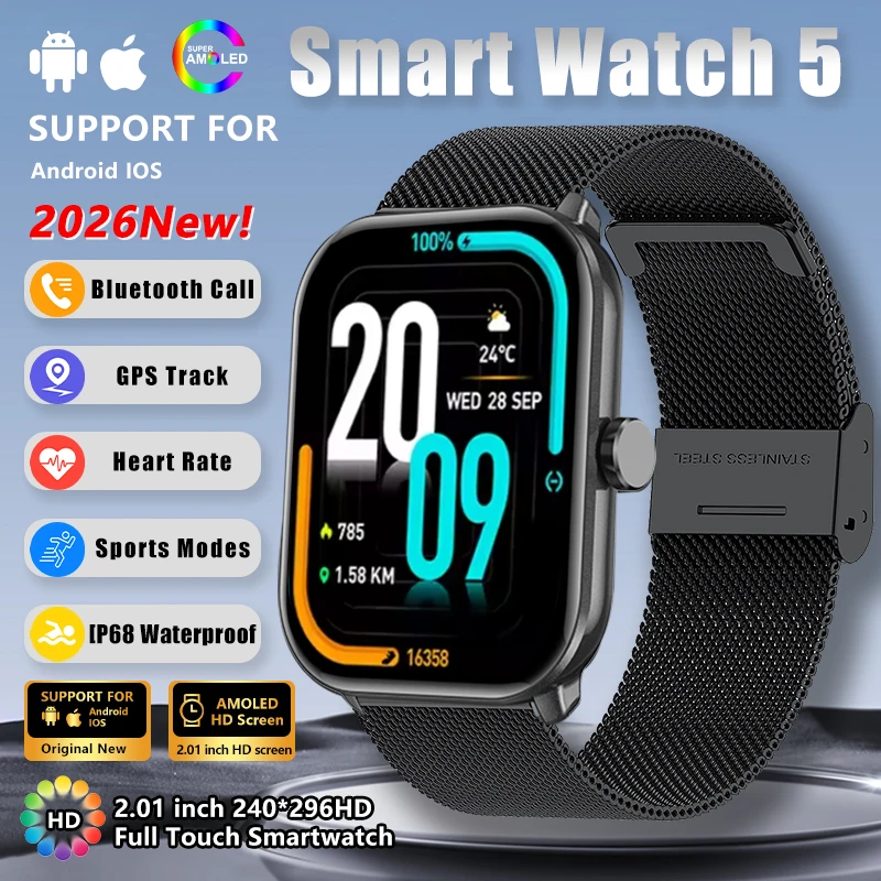

Watch 5 Classic Smart Watches AMOLED Screen Always Displays Outdoor Sports Fitness Heart Rate Monitor Bluetooth Call Smart Watch