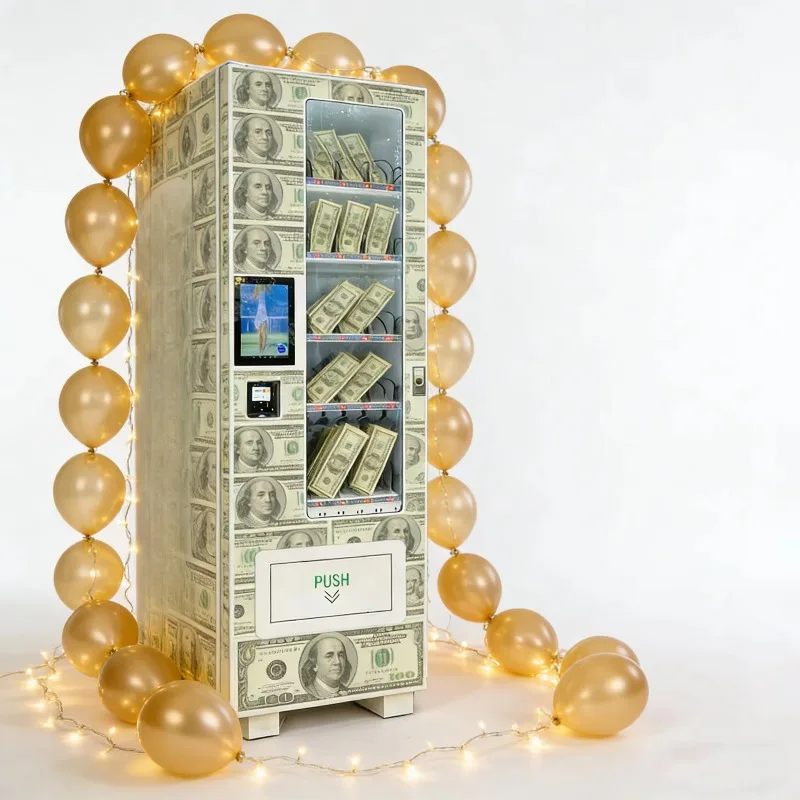Custom Luxury Feather Pearl Wedding Cash Vending Machine 100 Dollar Sticker Bill Dispensing Machine For Banquet