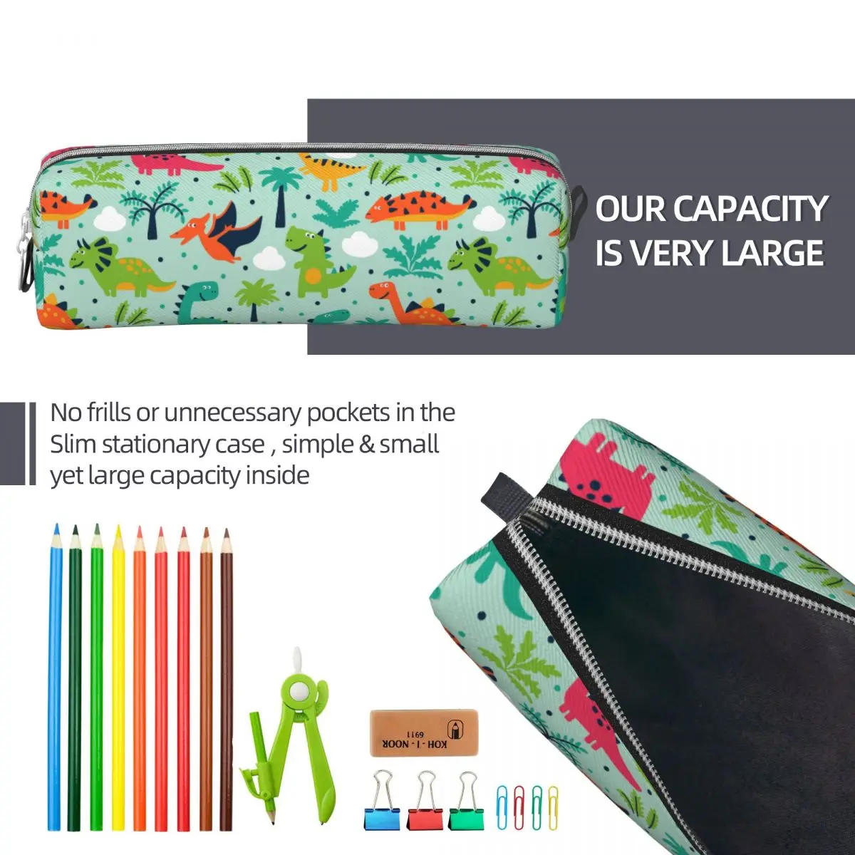 Cute Dinosaur Pattern Pencil Cases Pen Holder Pencil Bags Student Big Capacity School Supplies Gift Pencilcases