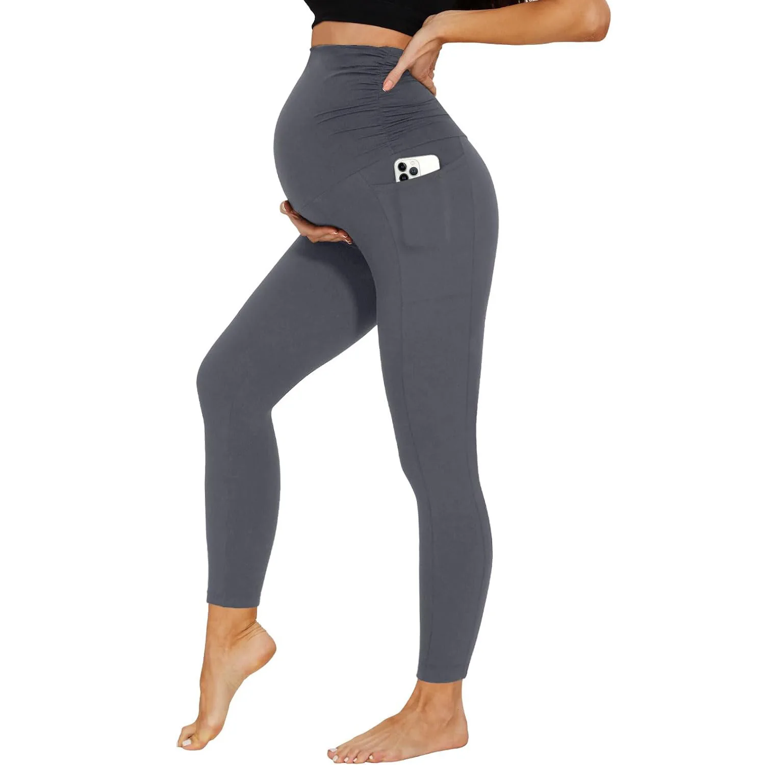 ارتفاع الخصر دعم جيب تسع نقاط السراويل الأمومة المرأة السراويل اليوغا الضيقة طماق