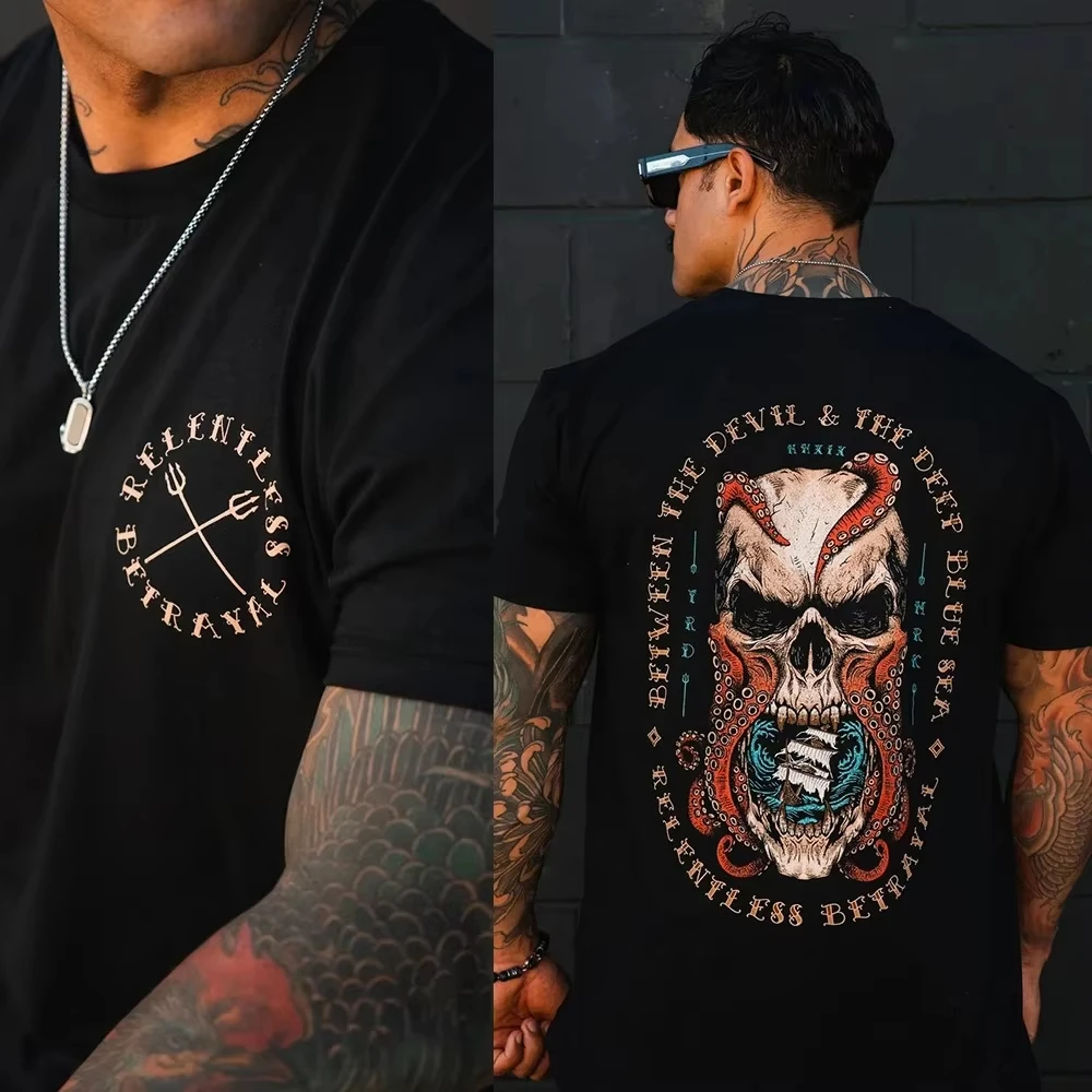 2026 Hot Mens T Shirt Men's Short Sleeve T-shirts Male Essentials Clothes Cotton Tee Tops and Tees Gothic Clothing Man New Gym
