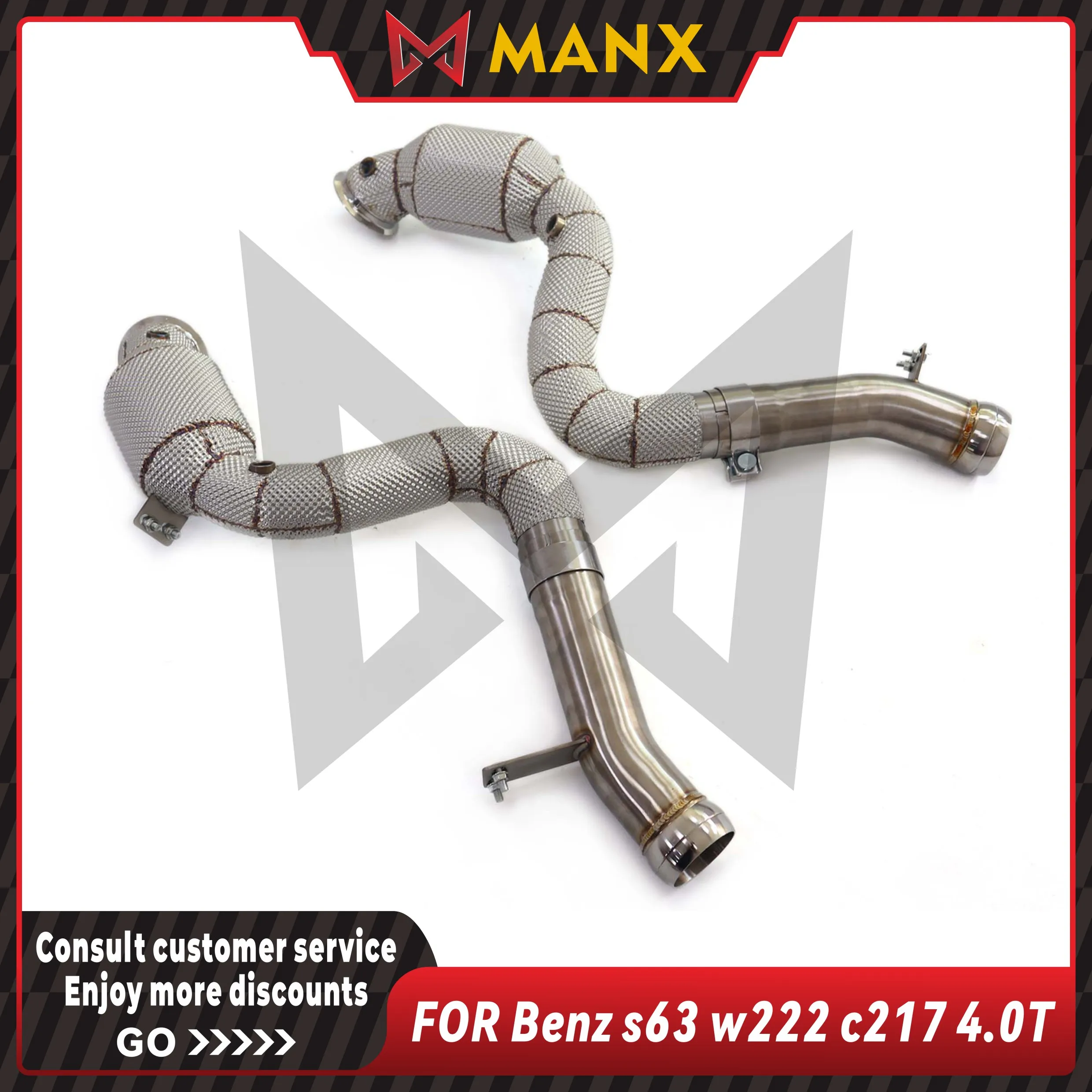 Suitable for Benz s63 w222 c217 4.0T Stainless steel Downpipe High Flow Performance Exhaust fitting Lossless installation