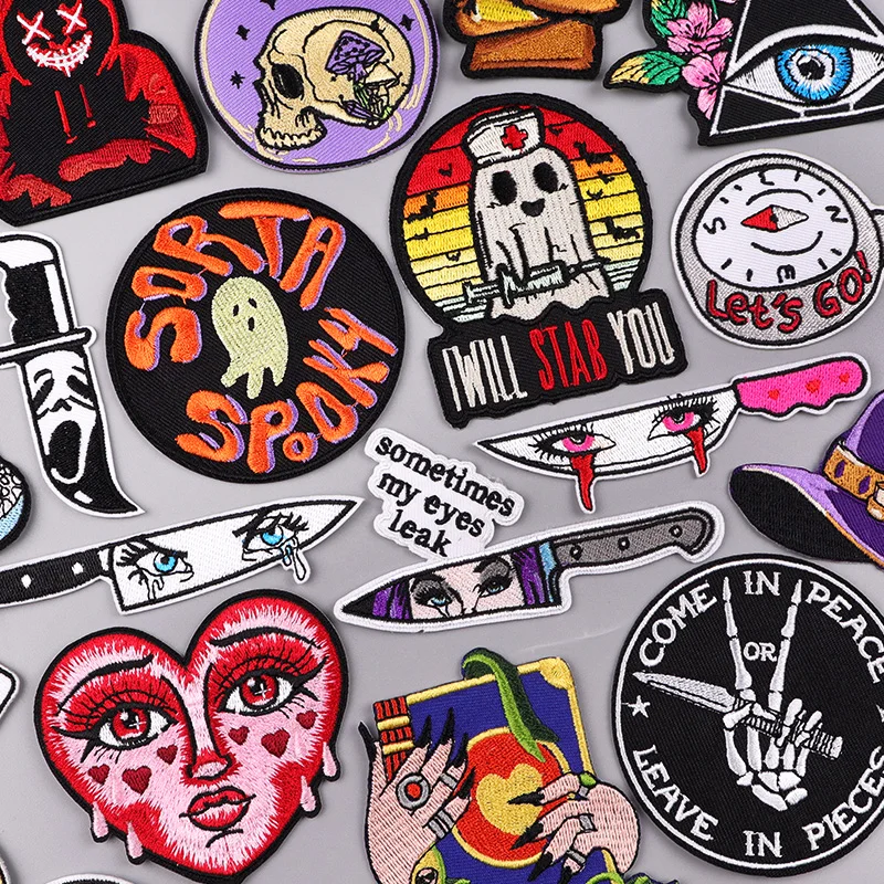 Sorta spooky Patch Punk/Ghost Patch Stickerei Patch Eisen auf Patches DIY manchmal meine Augen lecken gestickte Patches nähen Aufkleber