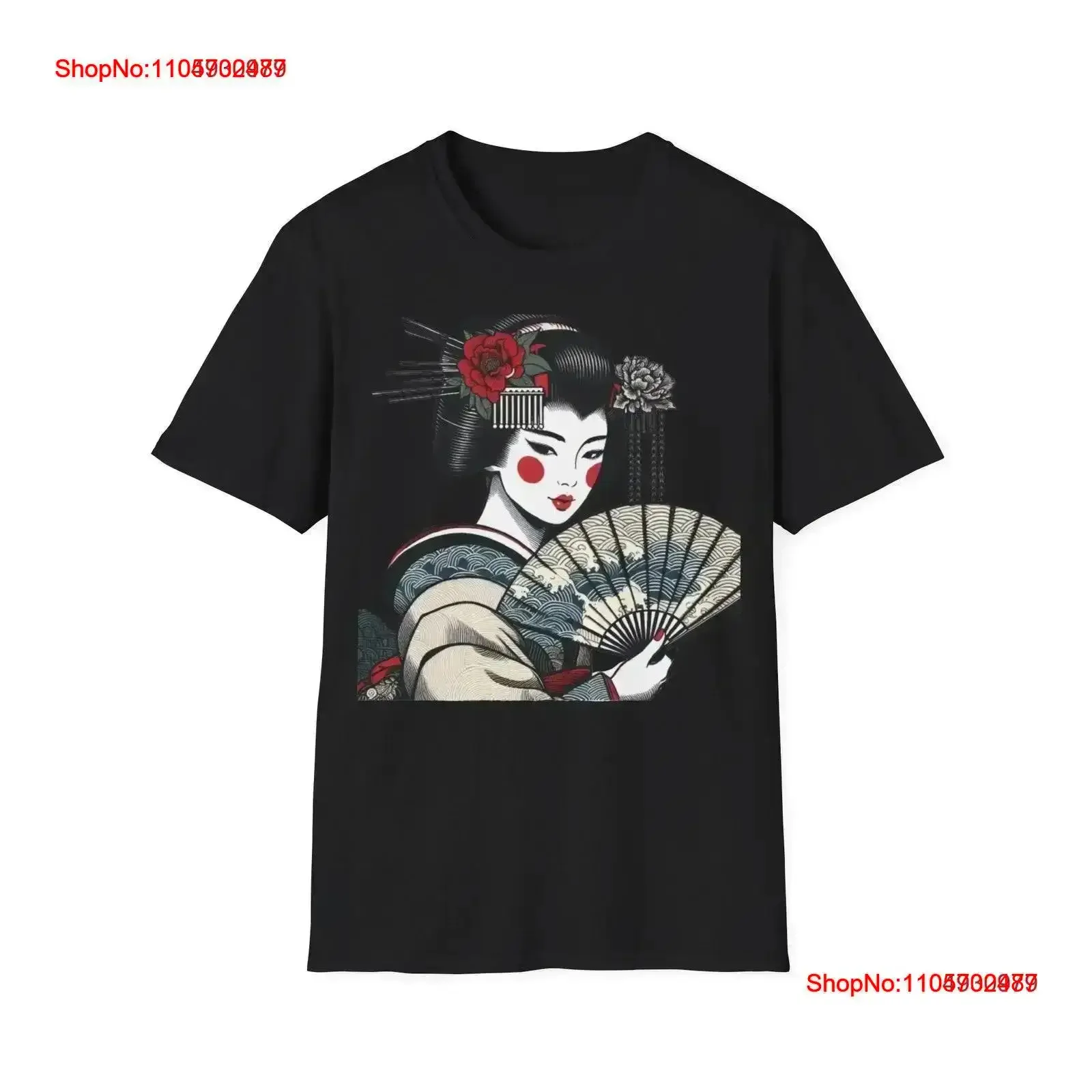 Japanese traditional drawing Geisha 2 T Shirt Oriental Japan design art Hokusai style vintage Washed streetwear vintage Washed