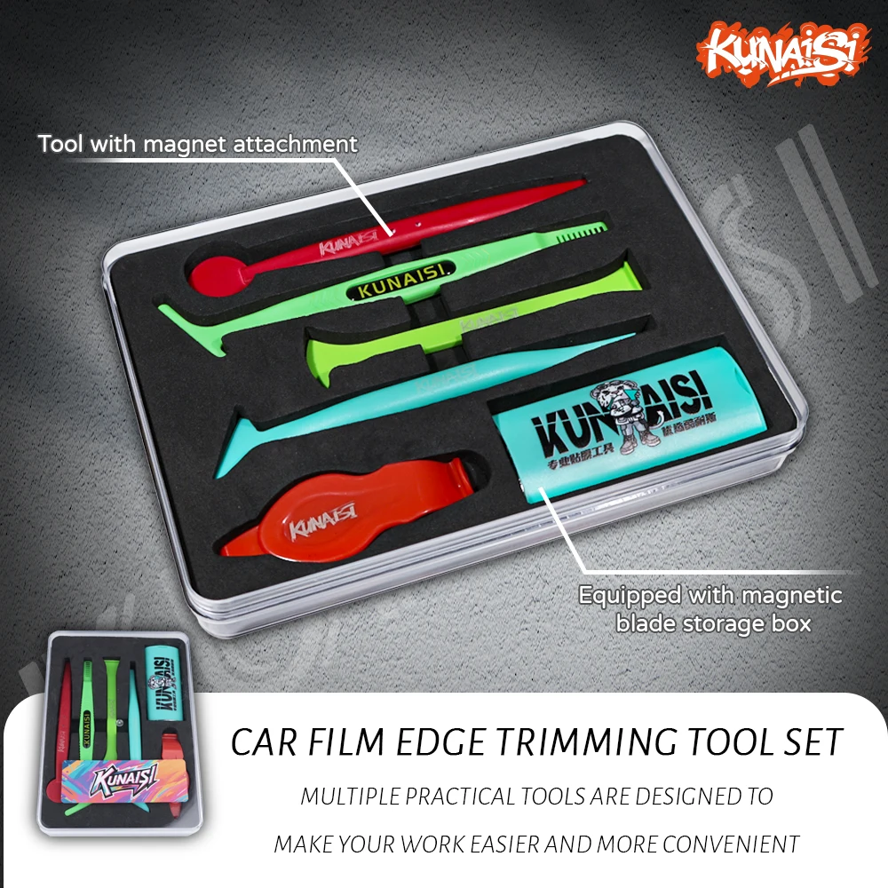 

KUNAISI Набор инструментов для обрезки краев автомобильной пленки - Инструмент для вставки кромок пленки для изменения цвета и ракель для обрезки пленки для защиты краски