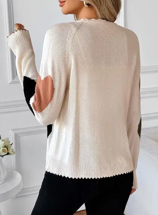 

2025 Sweet and Cute Women's Love Embroidered V-Neck Knitted Coat Autumn New Collection Women Single Breasted Knitted Short Coat