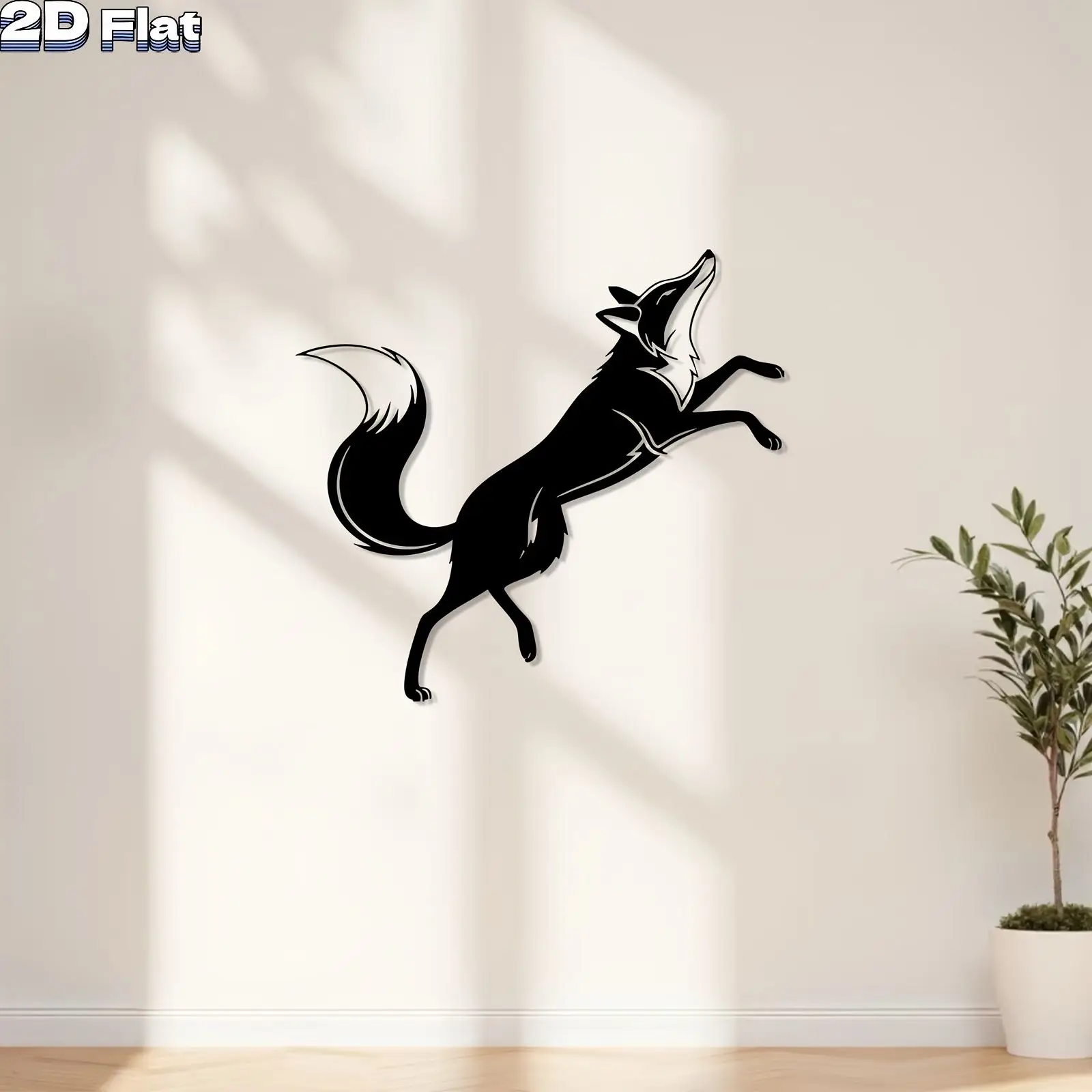 CIFbuy Iron Wall Decor Fox Metal Art Black Hanging Sculpture Modern Garden Living Room Home Interior Decoration Gift Display