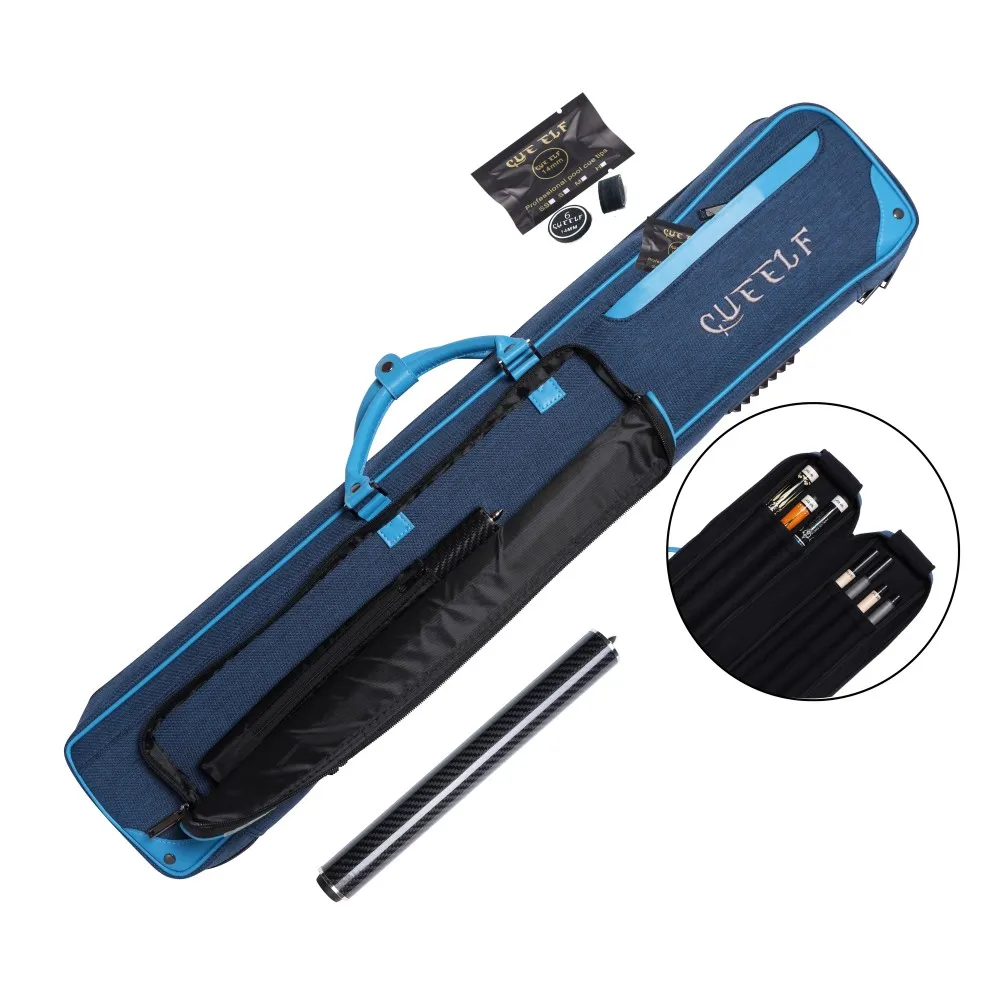 

Blue Pool Cue Case 3B4S Pool Cue Carrying Case Pool Cue Bag Holds 3 Butts and 4 Shafts Multiple Accessory Pockets