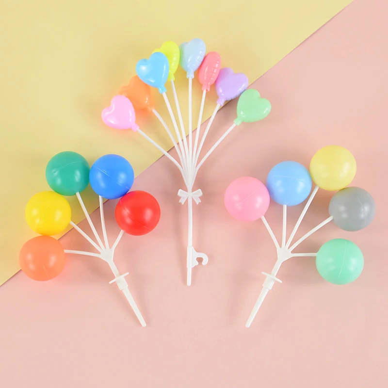 

1set Birthday Balloon Cake Topper Rainbow Color Cupcake Toppers Wedding Birthday Party Dessert Decoration Baby Shower Supplies