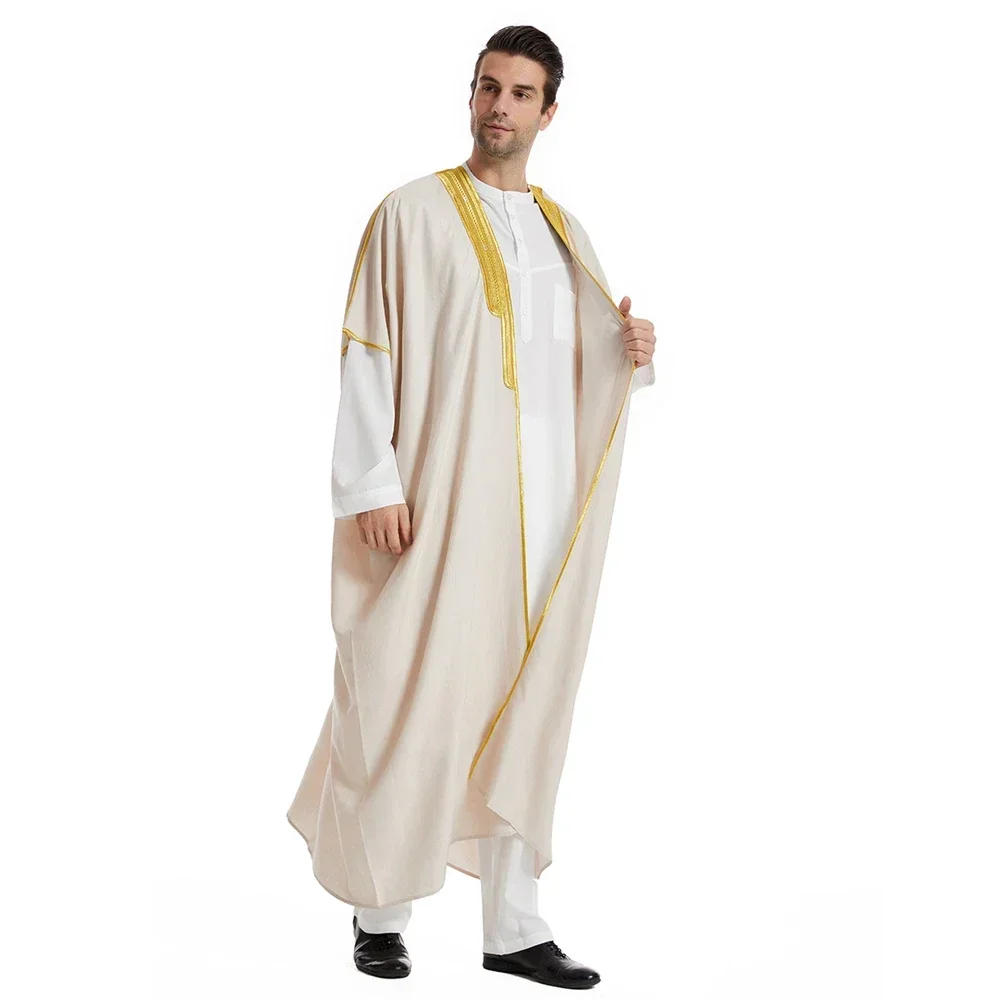 Musulmano Uomo Abaya Saudita Allentato Arabia Islamica Abiti Turchia Thobe Jubba Tradizionale Dubai Bachelor Caftano Abbigliamento Caftano Vestaglie