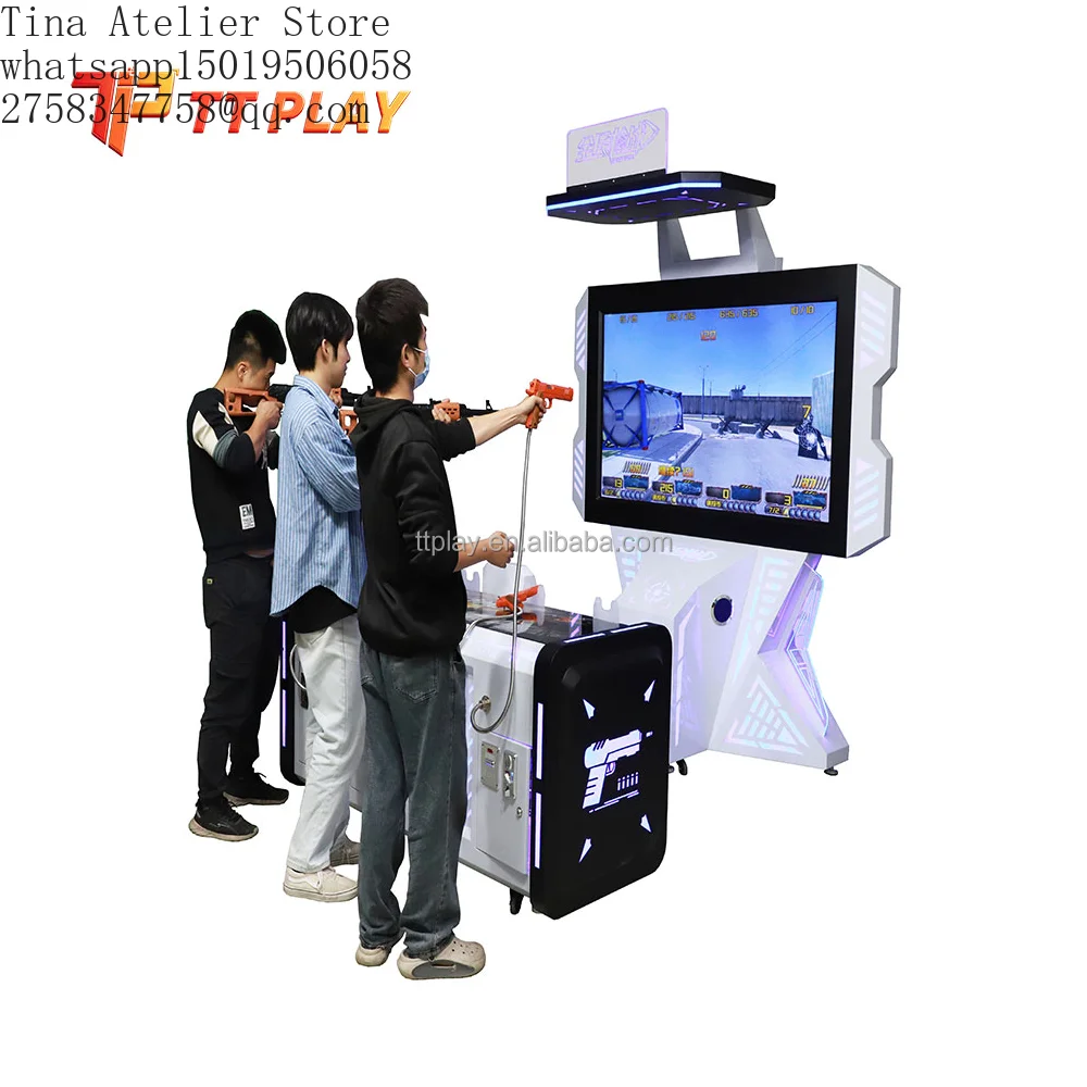Commercial Metal & Plastic Arcade Gu=n Shooting Simulator Coin Operated Games Machine WiFi/ 65 Inch Screen 4 Player Game