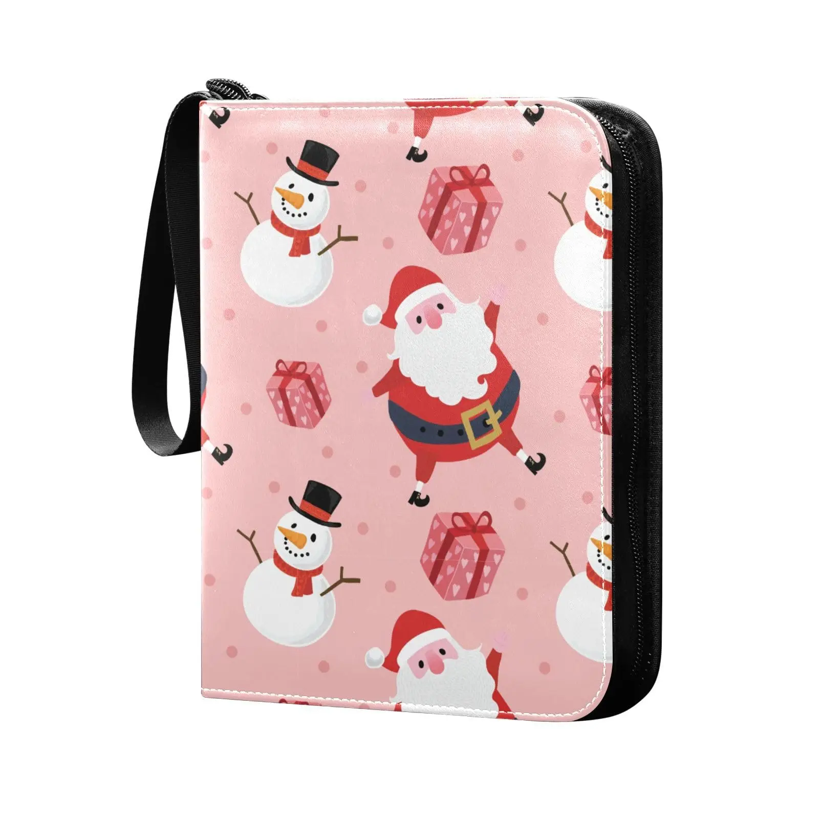 Cute Santa Claus 4 Pocket Cards Binder, 400 Double Sided Pocket Album for Sport Game Cards, Unique Card Collection Storage