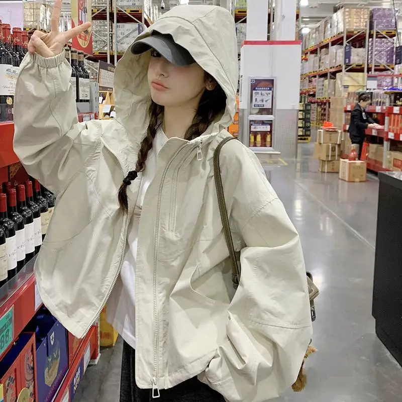 Korean Fashion Women's Hooded Sweatshirt Autumn New Item for Teenagers Loose and Versatile Casual Zipper Cardigan Student Tops