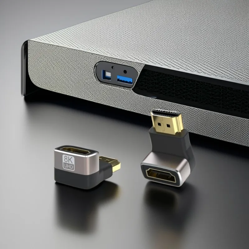 8K-Anschluss, HDTV-Verlängerung, 90-Grad-Stecker auf Buchse, HDMI 2.1-Adapter