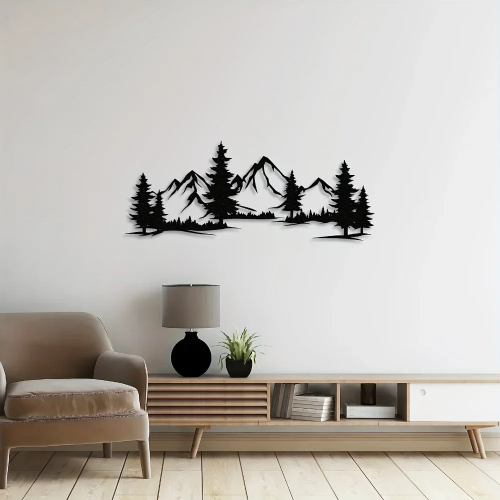 Unique Rustic Metal Wall Art Featuring Forest And Mountain Scene Perfect For Enhancing Any Kids Room Or Farmhouse Decor