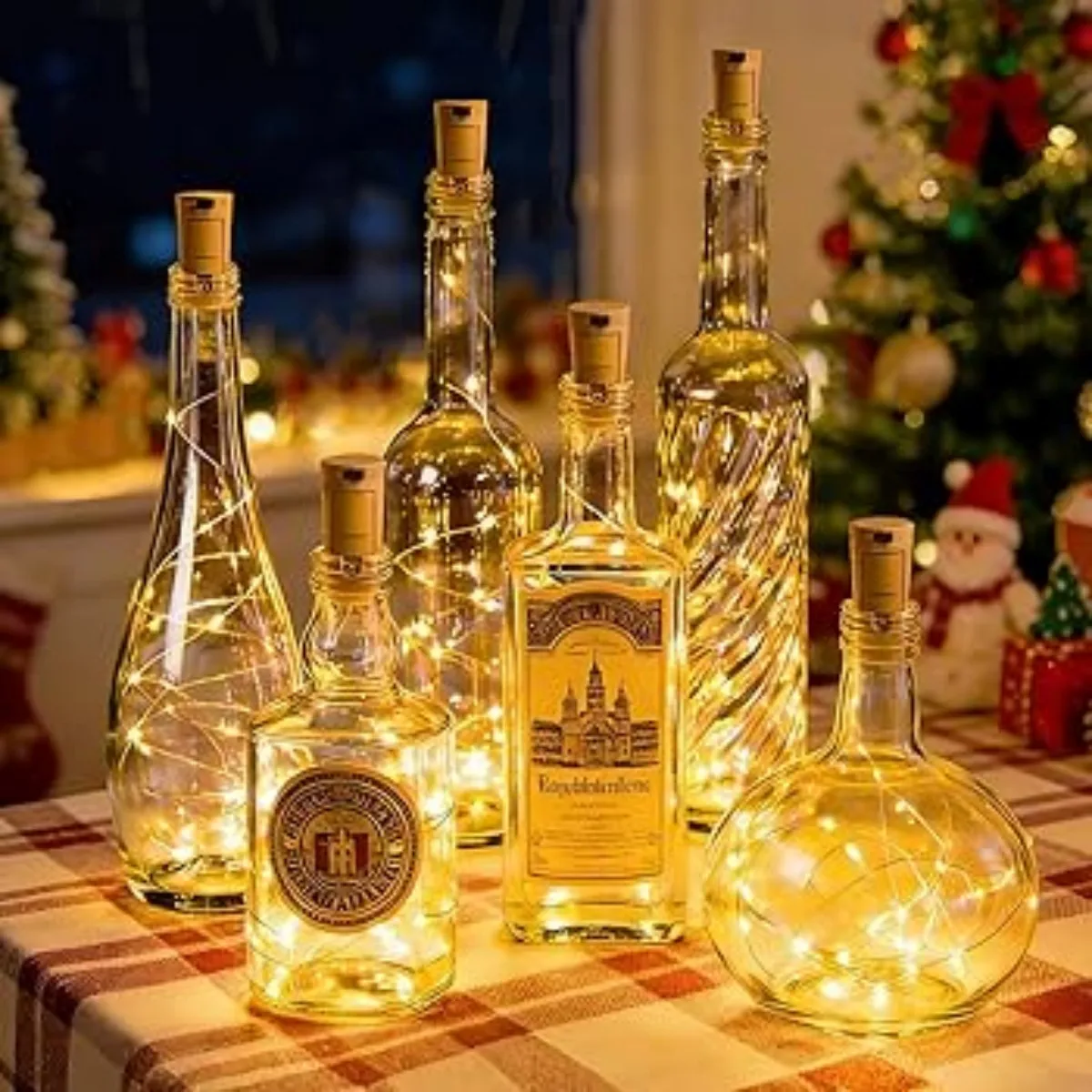 10/12 Pack Bottle Lights with Cork 20 LED White Copper Wire String Lights Battery Operated Fairy Lights For DIY Home Party Decor