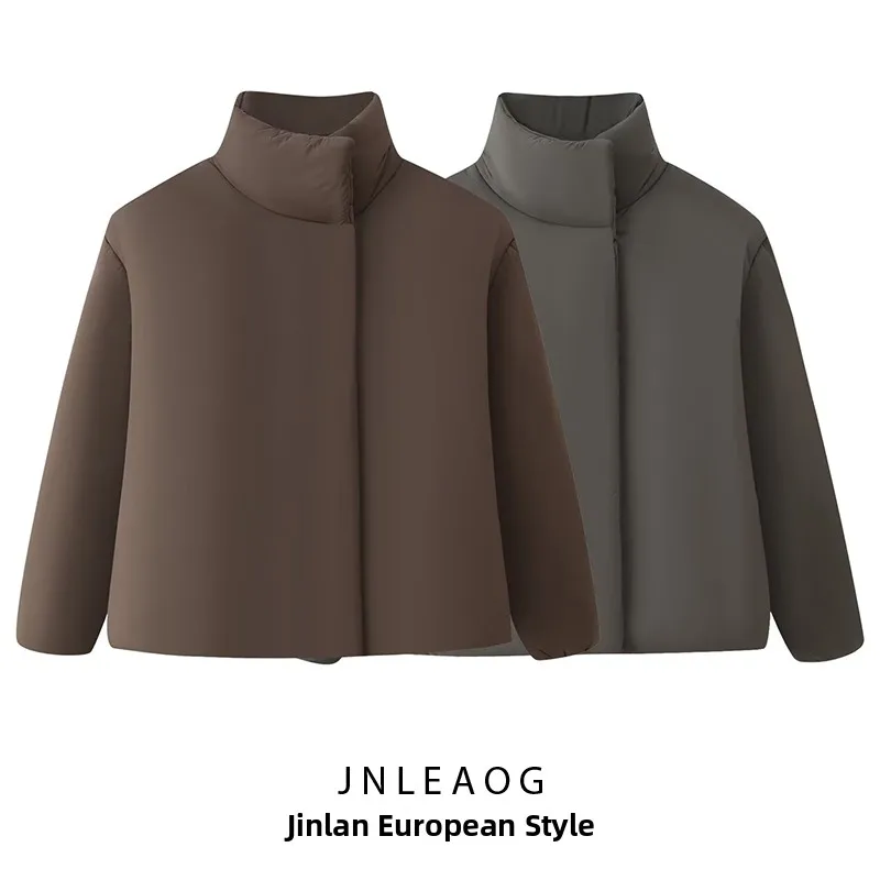 JNLEAOG レディースファッショナブルロングスリーブコットンジャケット秋新作ストリートスタイルジッパー開閉ツートンカラースタンドカラー...