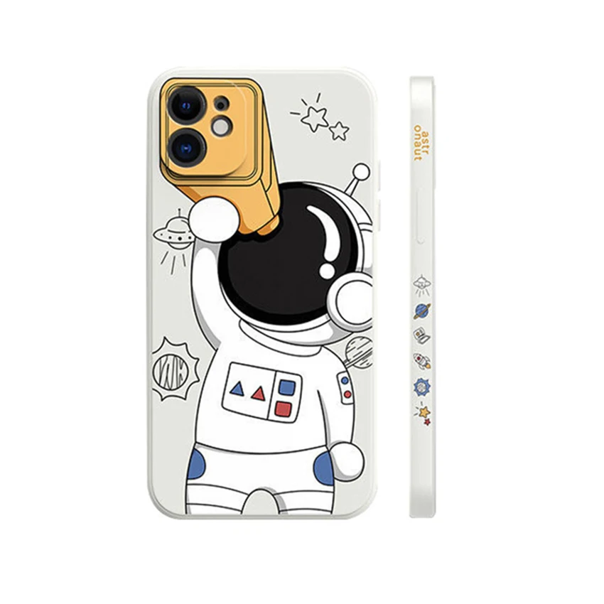 

Cartoon Astronaut Phone Case For Iphone 16 15 14 13 12 11 Pro Max Plus 16Pro Silicone Phone Case Soft Cover Creative Shell