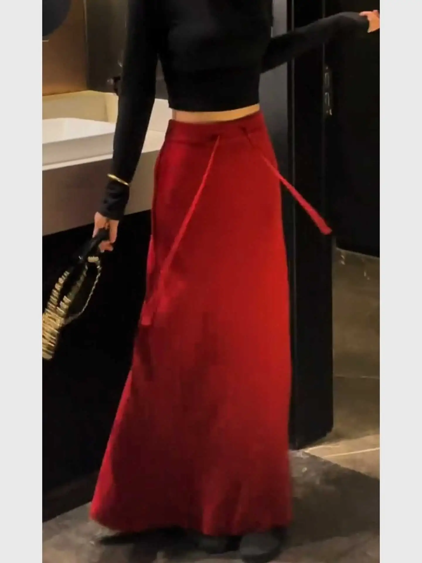 

Ele High Waist Draped Versatile Midi Skirt for Women Beautiful Unique Sle Winter Casual Faion Skirts