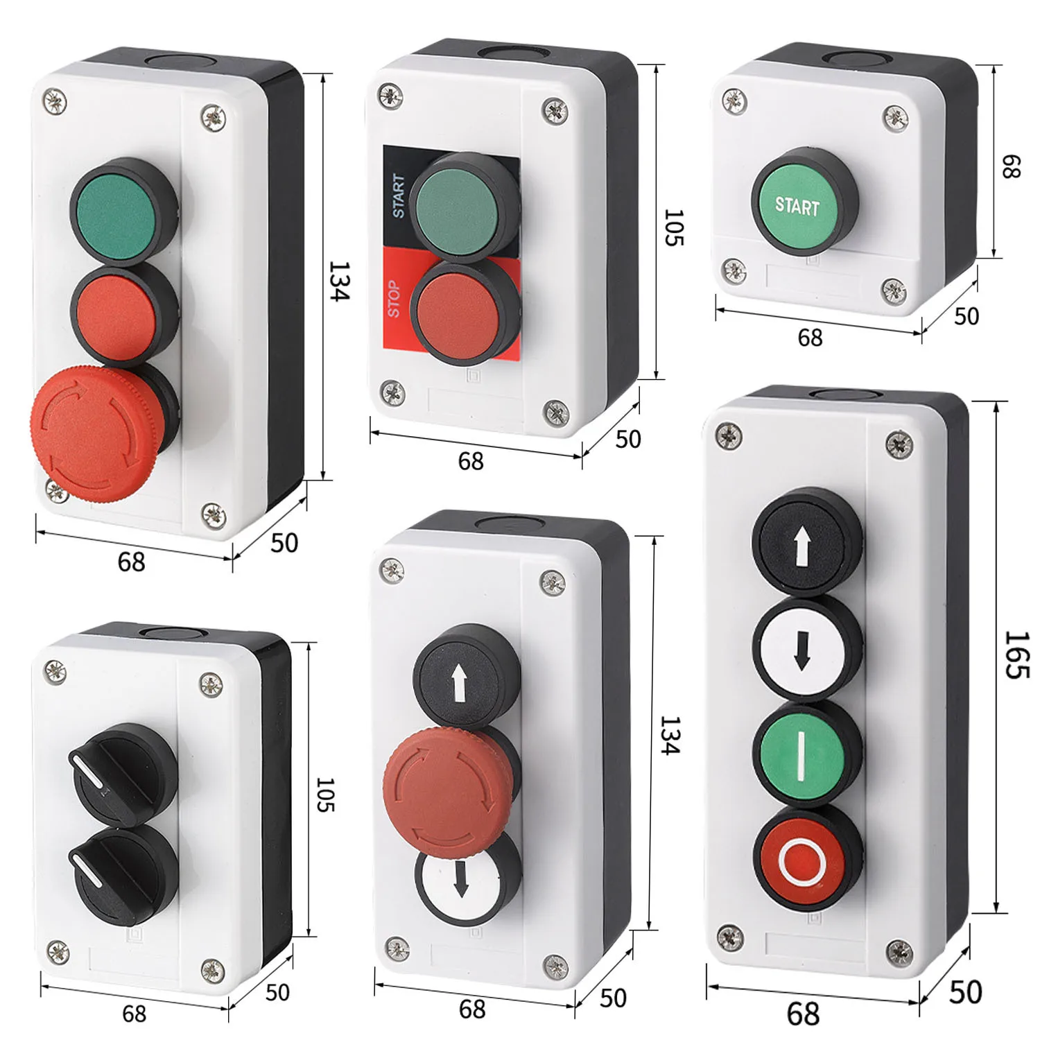 Push Button Switch Control Box Self-recovery Waterproof Button Switch Emergency Start Stop Industrial Hand-held 3 4 5 Hole Box