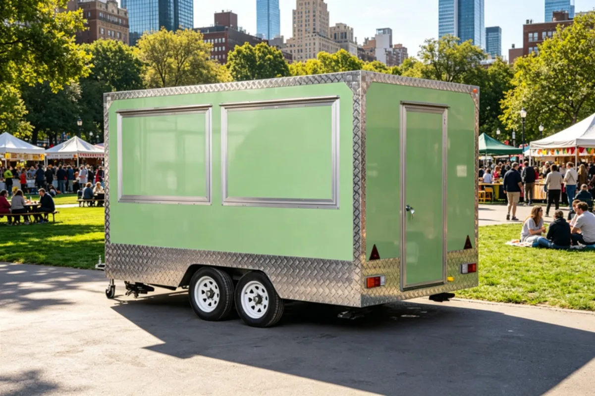 Custom Commercial Grade Mobile Coffee Trailer, Stainless Steel Fast Food Ice Cream Truck Professional Equipments