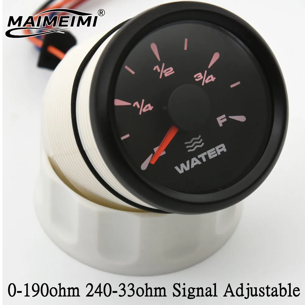 0-190 Ohm 240-33 Ohm 52mm Water Level Gauge with 8 Color LED Water Tank Meter Indicator Petrol Boat Car Marine Yacht 12V24V