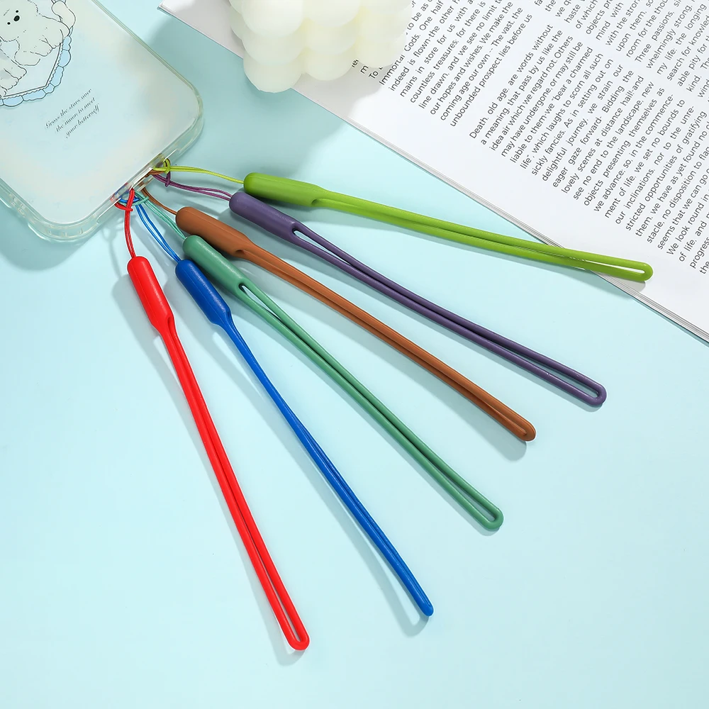 5pcs/lot Silicone Wrist Straps Mobile Phone Strap Cute Lanyards for Camera Keys Cord Anti Loss Lanyard Key Chains Hanging Rope