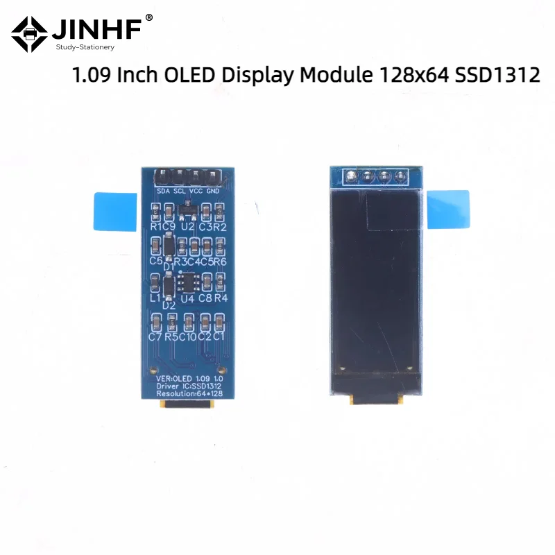 Módulo de pantalla OLED de 1,09 pulgadas 128x64 SSD1312 I2C interfaz de 4 pines para Arduino Raspberry Pi vista amplia de baja potencia