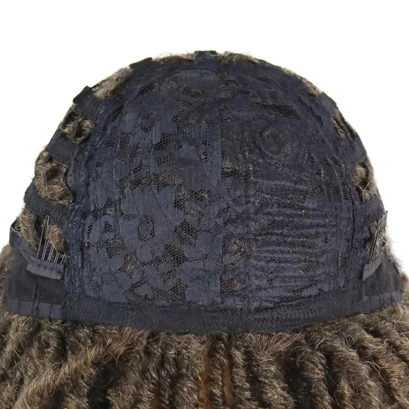 Synthetic Short Braided Wig for Black Man Afro Bob Ombre Brown Crochet Twist Hair Dreadlocks Wig Natural Layered Wig GZ5009